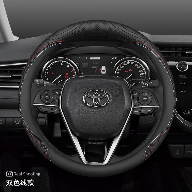 

Leather Car Steering Wheel Cover for Toyota Grand Highlander Yaris Cross Crown Camry Rav4 Corolla CHR 2023 2024 2025 Accessories