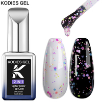 KODIES GEL New Glitter Top Coat Confetti Topper UV Gel Nail Polish Semi Permanent UV/LED Nail Gel Finish Mix Sequins Manicure