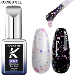 KODIES GEL New Glitter Top Coat Confetti Topper UV Gel Nail Polish Semi Permanent UV/LED Nail Gel Finish Mix Sequins Manicure
