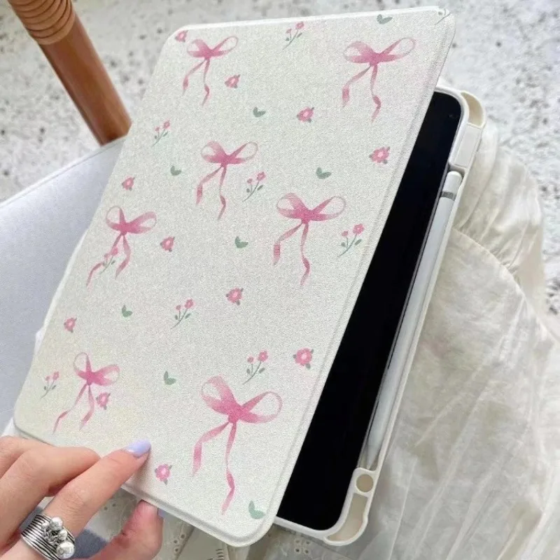 حافظة ذكية مع حامل قلم لجهاز IPad Pro 11 2022 Air 2/3 10.5 Ipad 2017 2018 9.7 بوصة 10.2 7th 8th 9th Gen Air 5th 4th Pink Bow #6