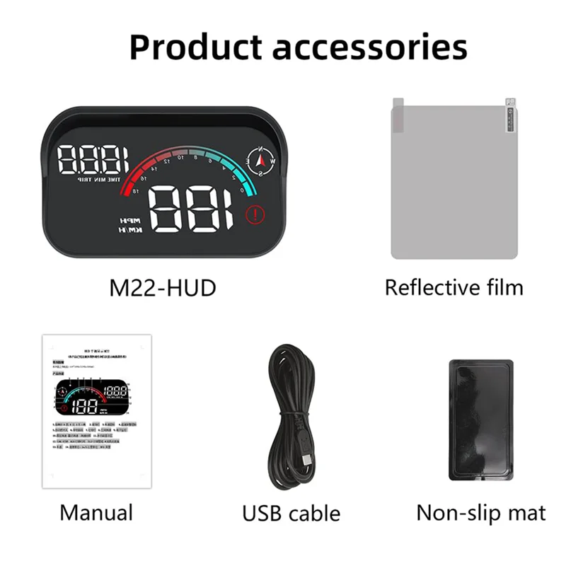 Reliable-M22 Car GPS HUD Head-Up Display OBD Speedometer Compass Universal Car Accessories Parts