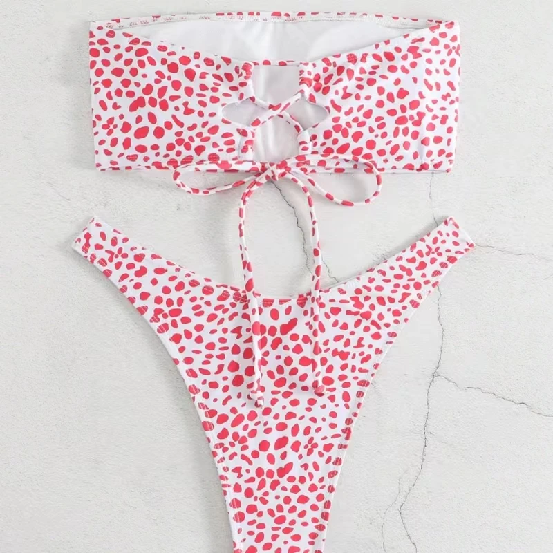 Bikini de tres puntos para mujer, de color sólido traje de baño, bañador sexy con encaje ajustable