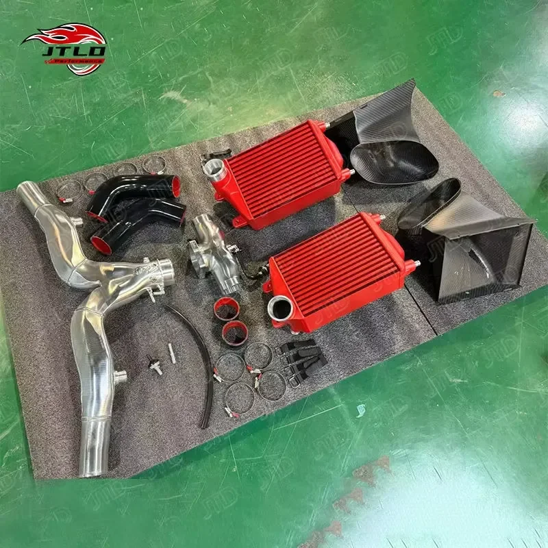 For Porsche 991.2 Turbo 3.0T Upgrade High Flow Intercooler with Carbon Cover, Complete Kit with Mandatory Y-Pipe and T-Pipe