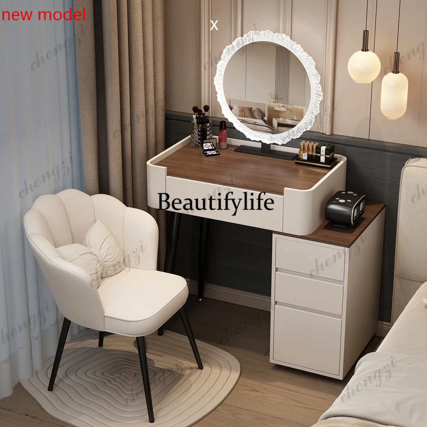Dresser light luxury bedroom modern simple small high-end solid wood dressing table storage cabinet integratedN138