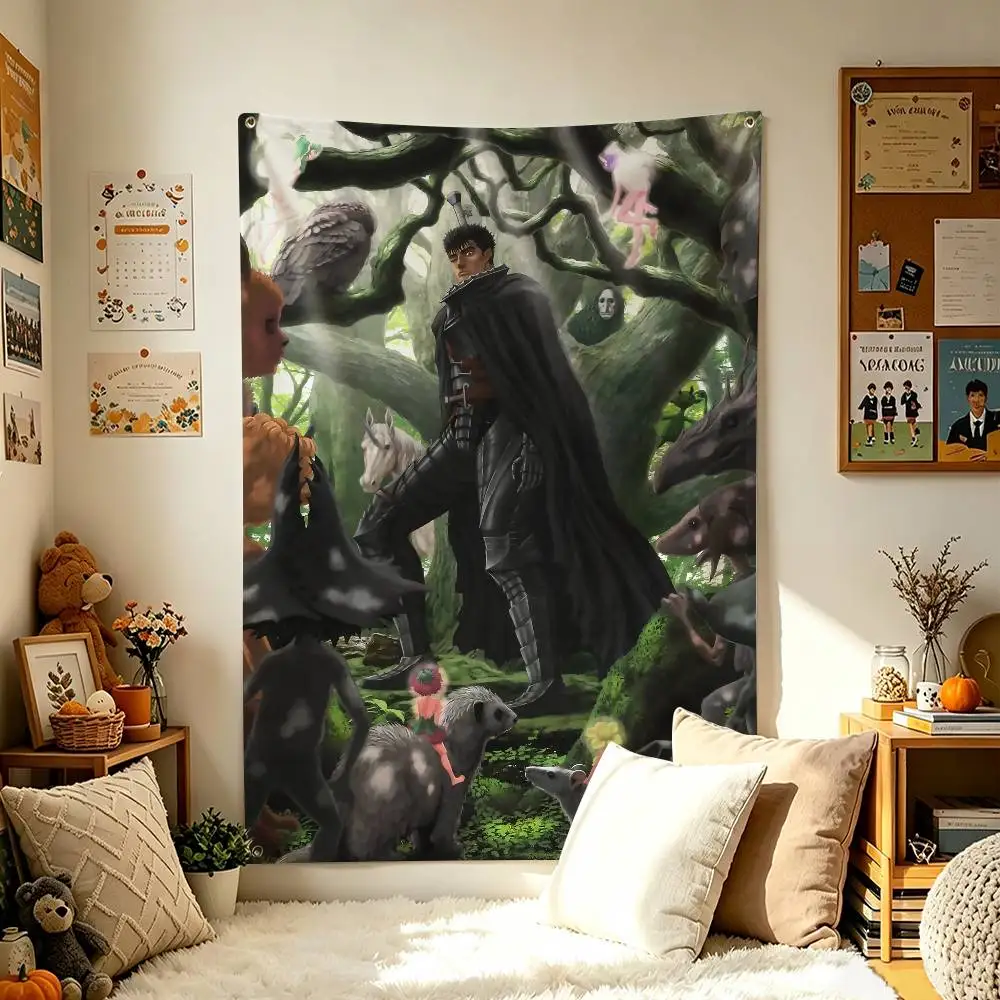B-Berserk Manga Home Decor Vertical Flags Indoor Outdoor Hanging Decor for Bedroom Living Room Wall Decoration