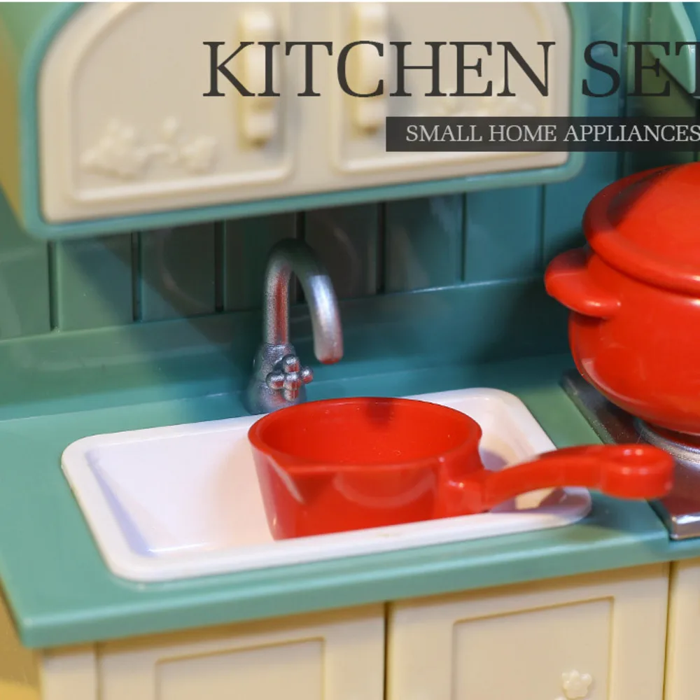 Leśne meble rodzinne Kitchken miniaturowa scena dekoracja szafki zabawki Mini rodzinny domek dla lalek Model mały udawać zabawę