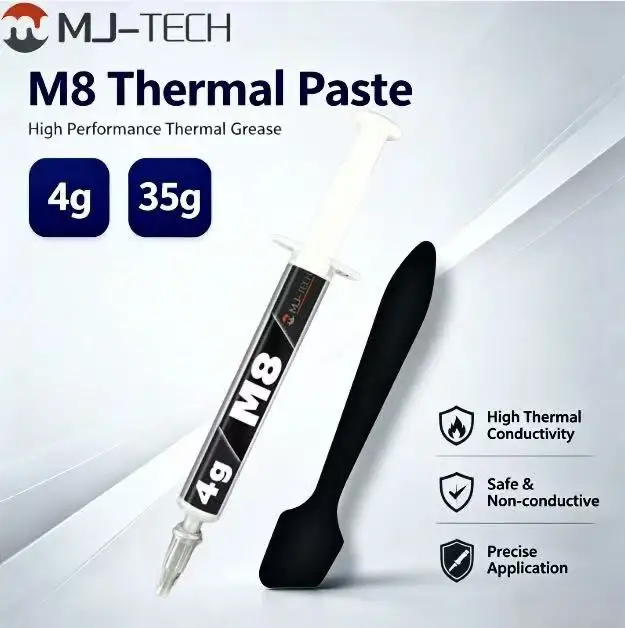 MJ-TECH M8 8W/mK Pasta Térmica 4g/35g para Resfriamento de CPU e GPU para Laptops e Consoles de Jogos