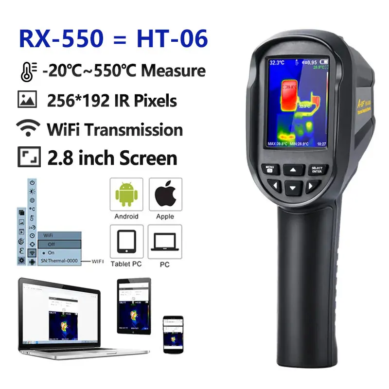 A-BF Infrared Thermal Imager HT-06 WiFi Industrial Floor Heating PCB Circuit Detection 256X192 IR Thermal Imaging Camera