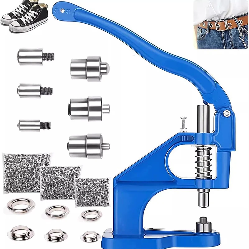 

Hand-operated eyelet press Leather eyelet punch machine Compact manual press Manual hole punch 3 interchangeable dies