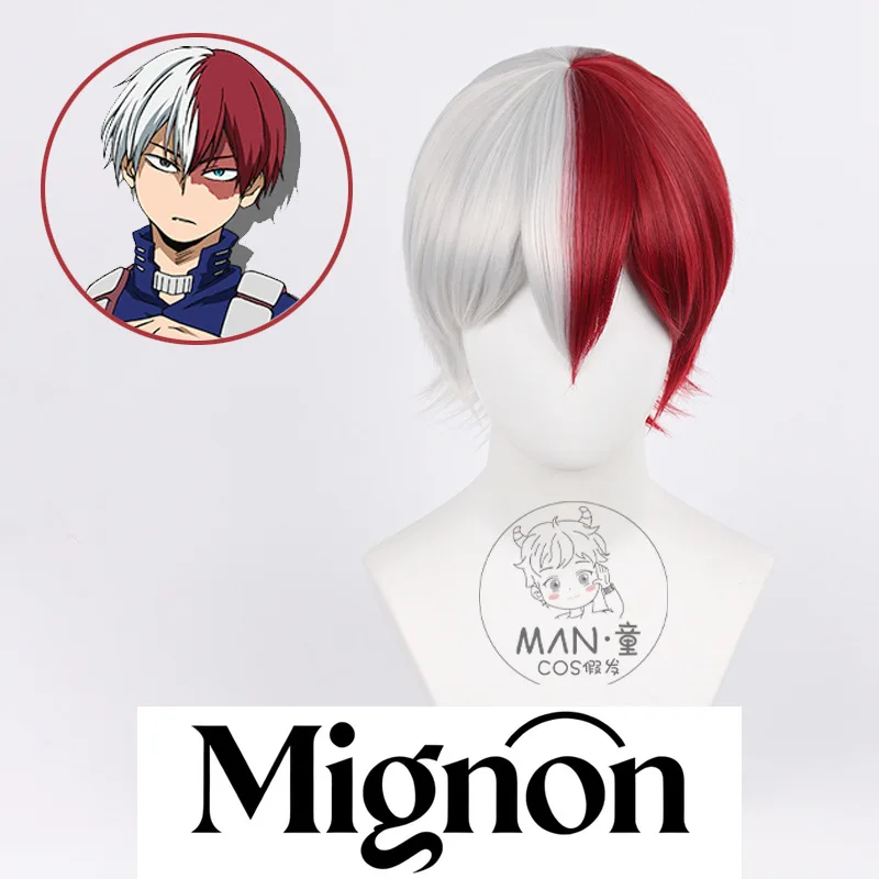 

My Hero Academy Shoto Todoroki Cosplay Wig Short Hair Red White Two-Tone Stock Halloween Gift