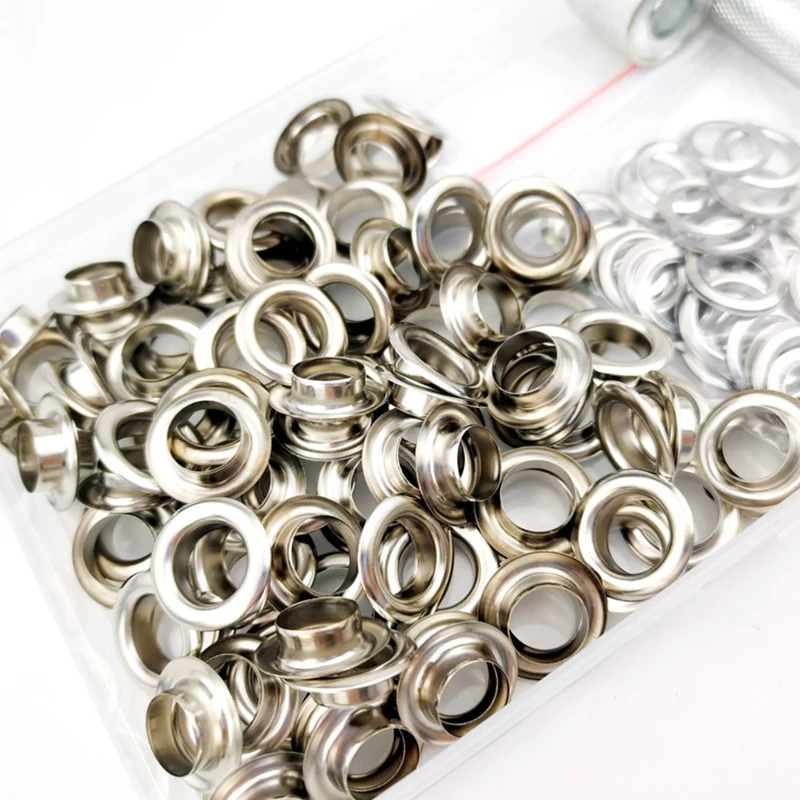 100 Pair Grommet Kit Copper Grommets Eyelets with Washers for Tarpaulin Leather Fabric Craft Making Canvas Belt