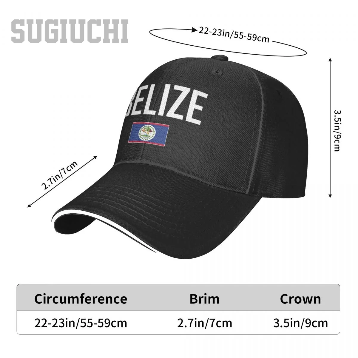 Unisex Sandwich BELIZE Flag And Font Baseball Cap Men Women Hip Hop Caps Snapback Golf Hat Fishing