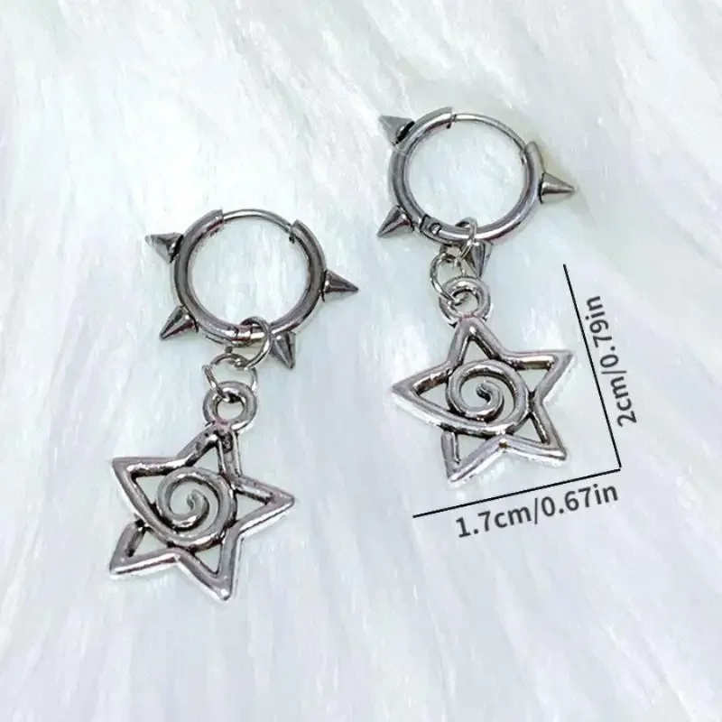 الكورية الأزياء الفولاذ المقاوم للصدأ ستار دوامة أقراط القوطية سحر برشام أقراط للنساء الشرير الجرونج مجوهرات خمر اكسسوارات #6