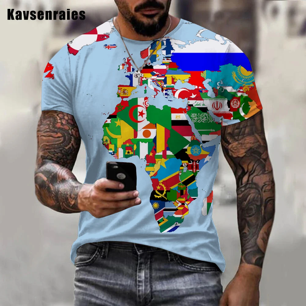 High Quality World Map Printed 3D T-shirt Men Women Summer Fashion Casual Short Sleeve High Street O-Neck Streetwear Tops