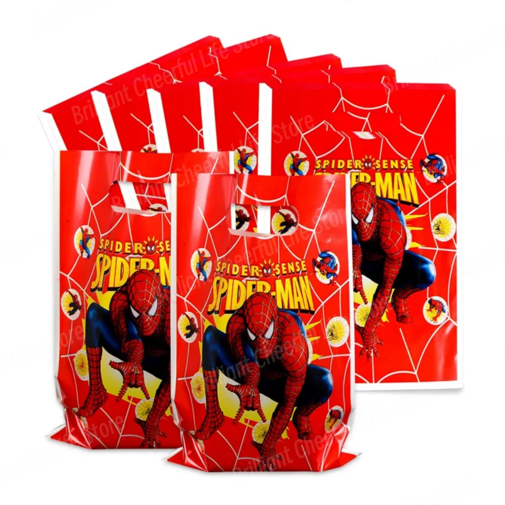 10/20/30Pcs Spiderman Party Gift Bags Spider Theme Plastics Candy Bag Boy Loot Bag for Kids Birthday Party Favors Supplies Decor