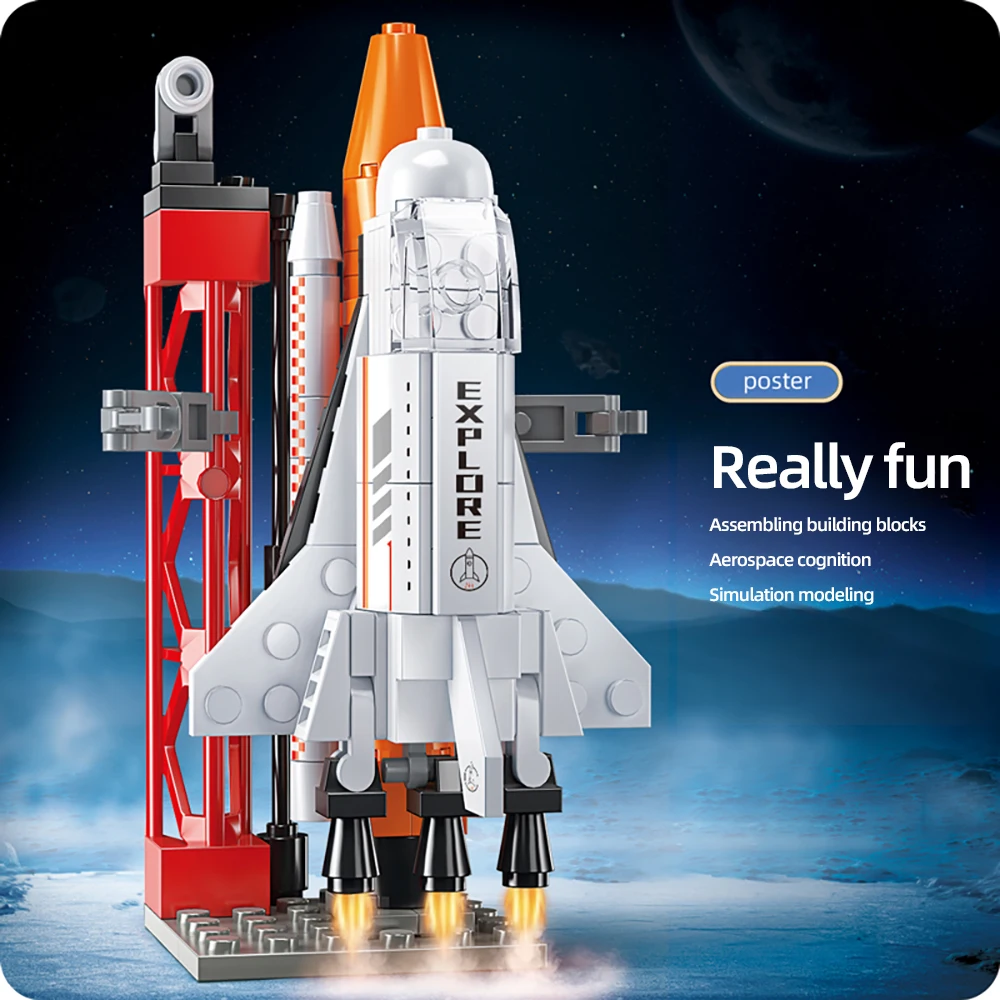 133pcs Space Exploration Rocket Building Toy and Control Tower Construction Kit, The Best Space Toy Gift for Boys and Adults