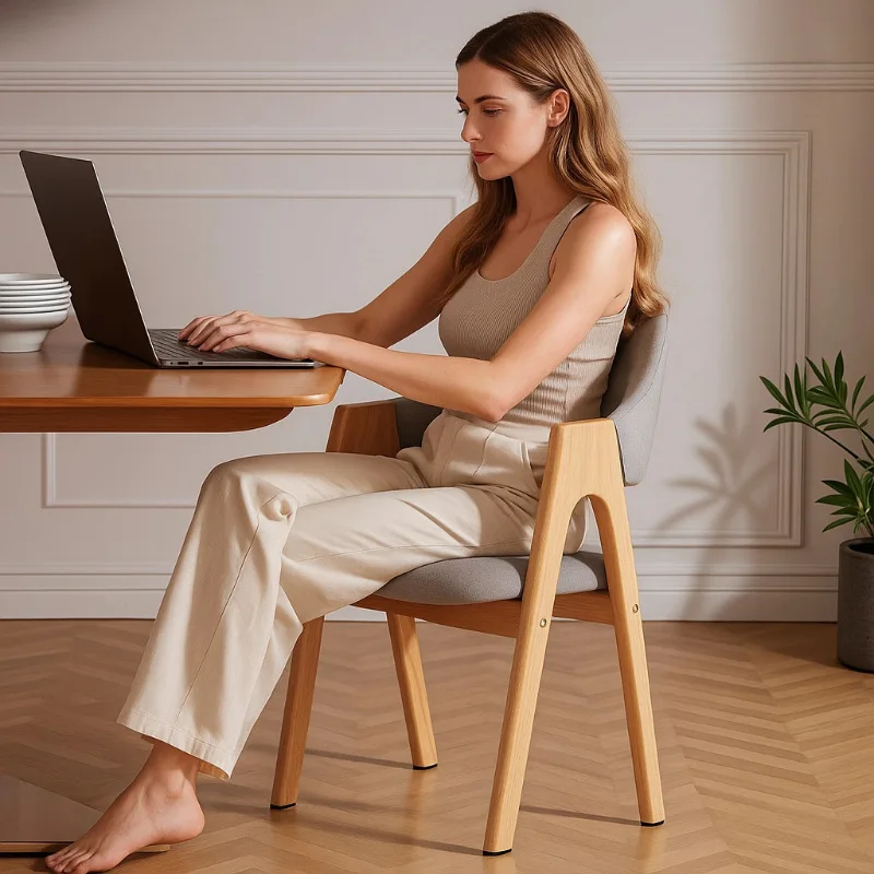 

Solid wood chair Home comfortable back chair Dining chair Sitting comfortable not tired waist Simple modern office chair