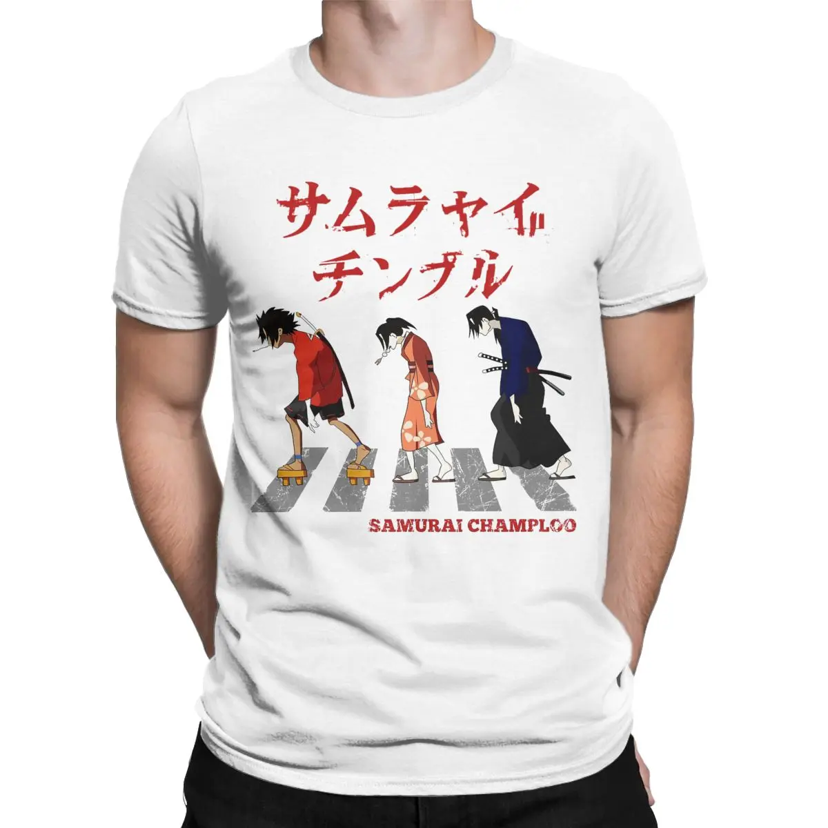 Samurai Champloo Walking Fuu Mugen Jin T Shirts Men Pure Cotton Funny T-Shirts Round Neck Tees Short Sleeve Clothes Printed