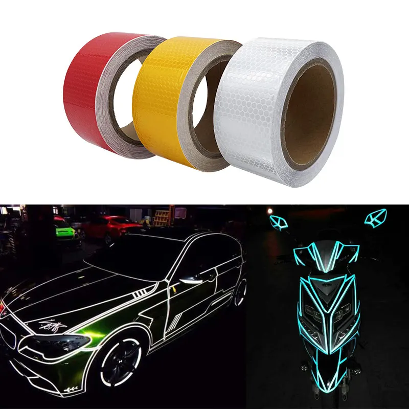 VOOFENG 5cm*10m High Visibility Prismatic Reflective Tape Self-Adhesive Warning Decal for Car Bike Safety Decoration