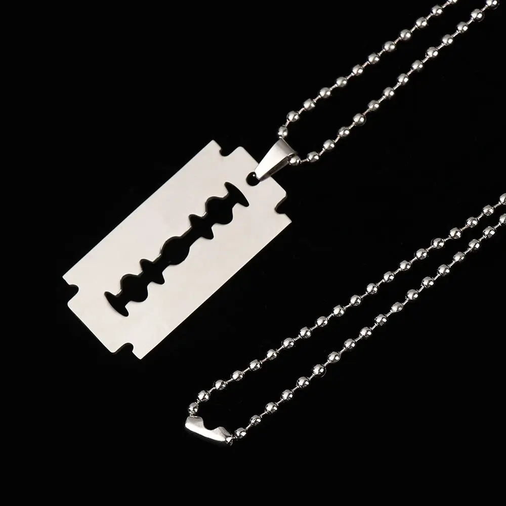 Punk Street Unisex Pendant Stainless Steel Razor Blade Shaped Dogtag