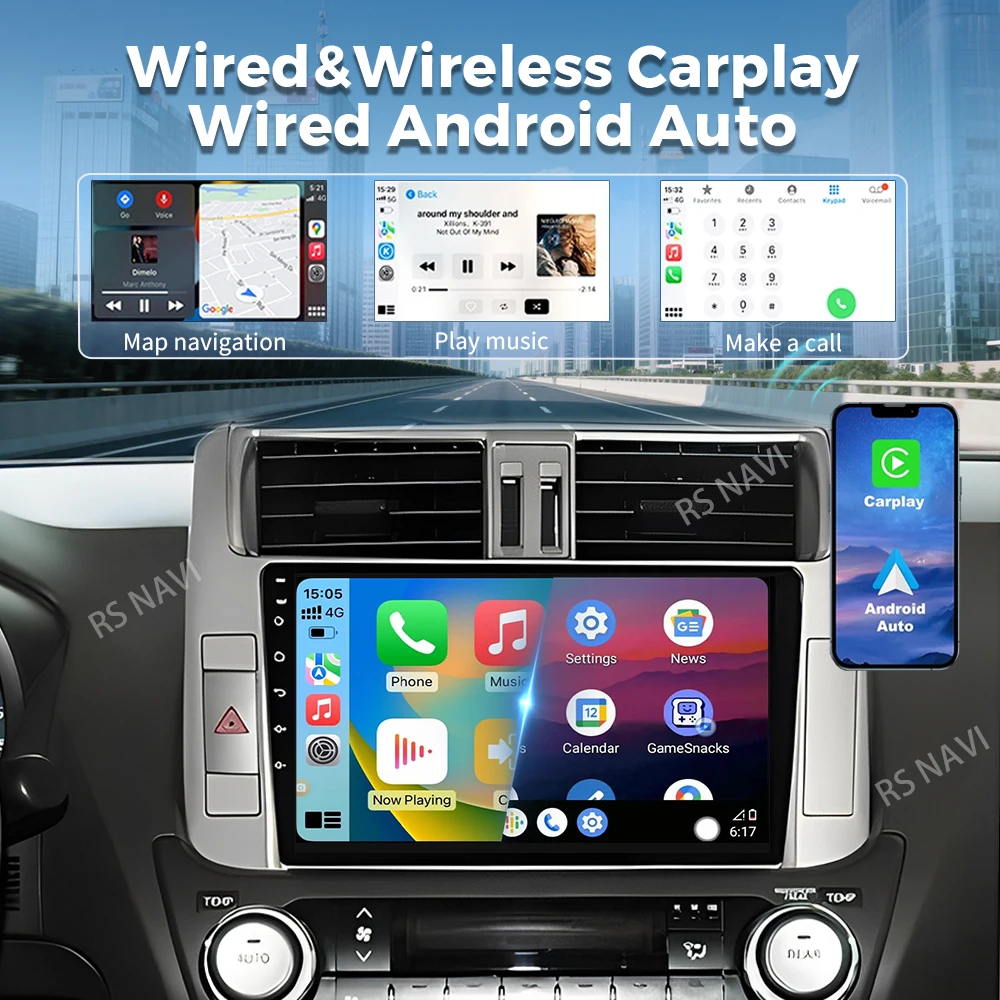 Android 16 For Toyota Land Cruiser Prado 150 2009 - 2013 2K QLED Android Car Radio Multimedia Video Player GPS Stereo CarPlay