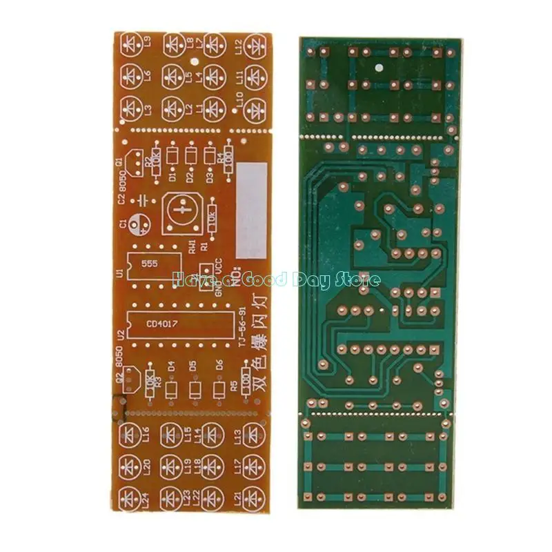 462D NE555 + CD4017 Dual LED Red Blue Flashing Lights DIY for DC 9V 12V