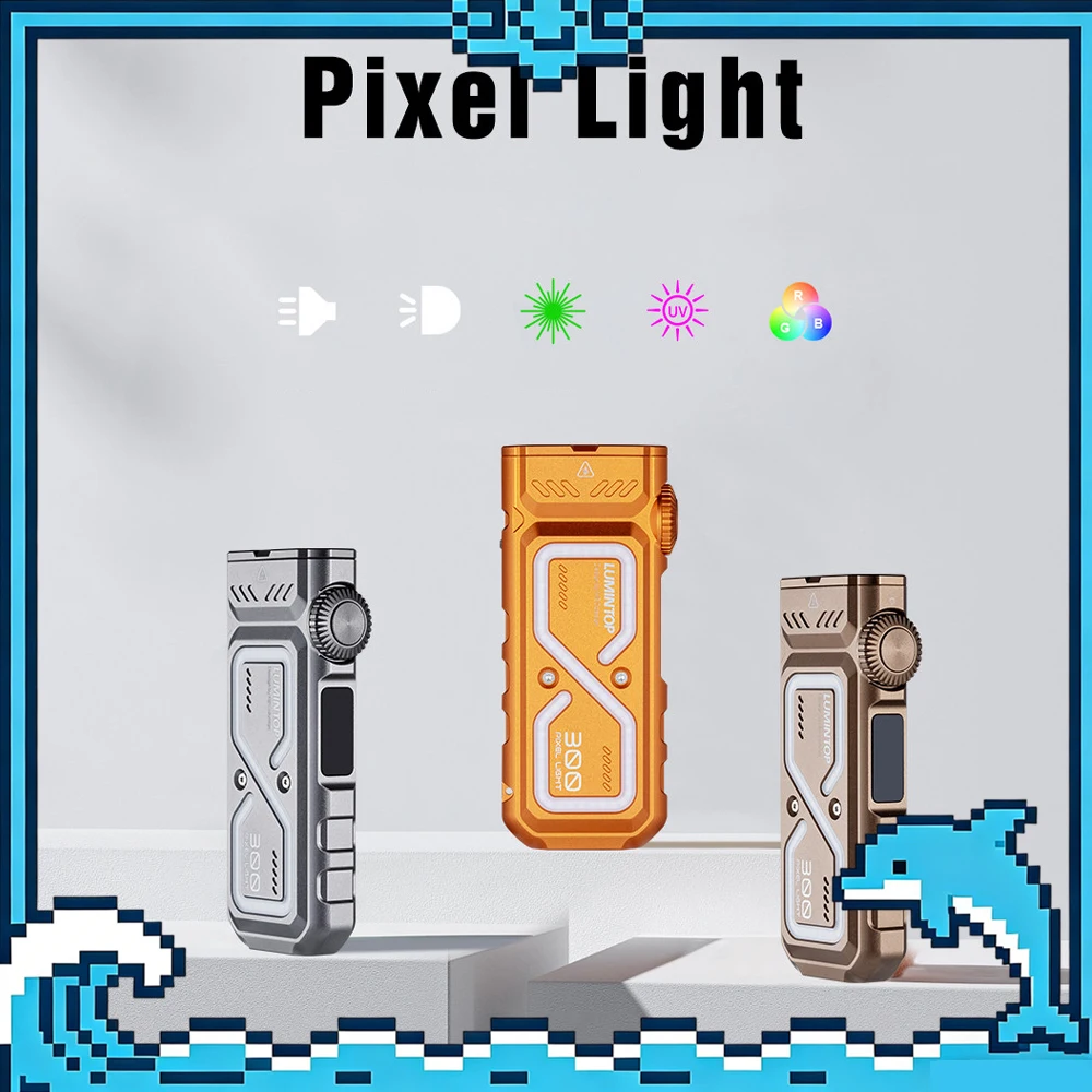 

Фонарь Lumintop Pixel Light: Мощный фонарь 1300 лм, высокая яркость, УФ, LEP, RGB, Hourglass, USB-C, дальность 265 м