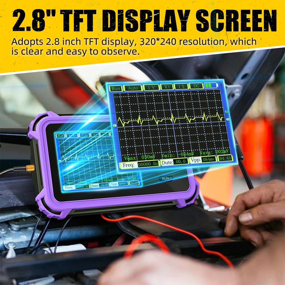 

Smart Portable Oscilloscope, 1MHz Bandwidth 8.33MSa/s, Handheld Digital Scope With Auto/Manual Trigger, Multi-Channel Display