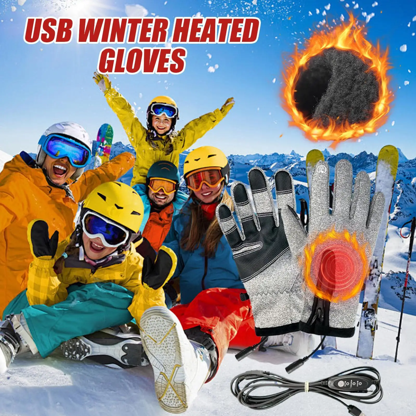 

Перчатки с электрическим подогревом, электрические сенсорные экраны, USB-грелки для рук, обогреватель, ветрозащитные варежки для холодной погоды, бега, спорта