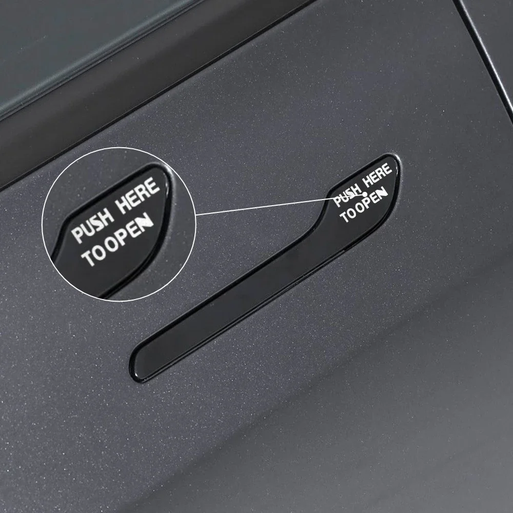 4PCS Push Here To Open Vinyl Sticker Waterproof Decal For Car Hidden Door Handle Auto Exterior Decor