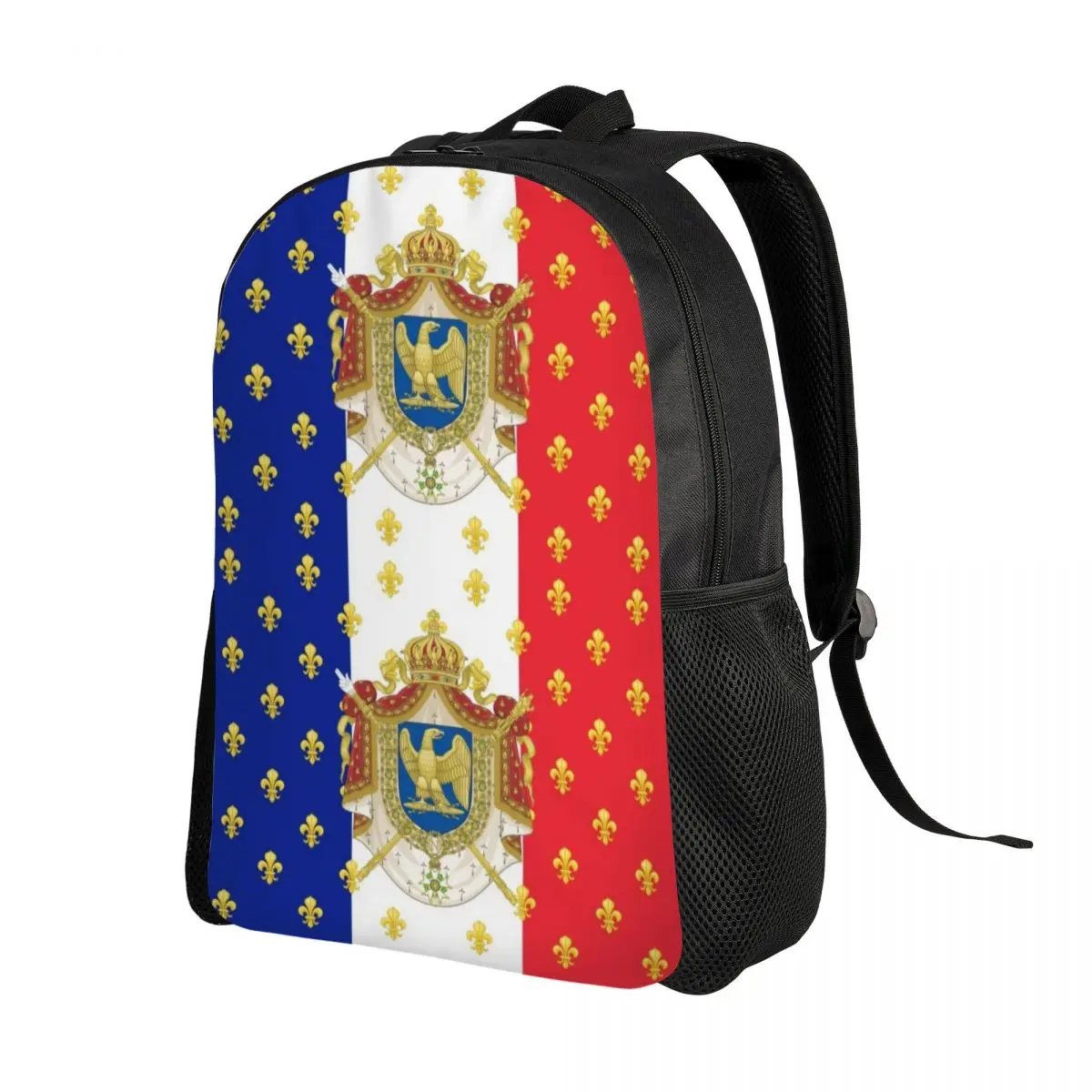 Royal Standard Napoleon France Flag Travel Backpack Laptop Bookbag French Empire Coat Of Arms College Student Daypack Bags