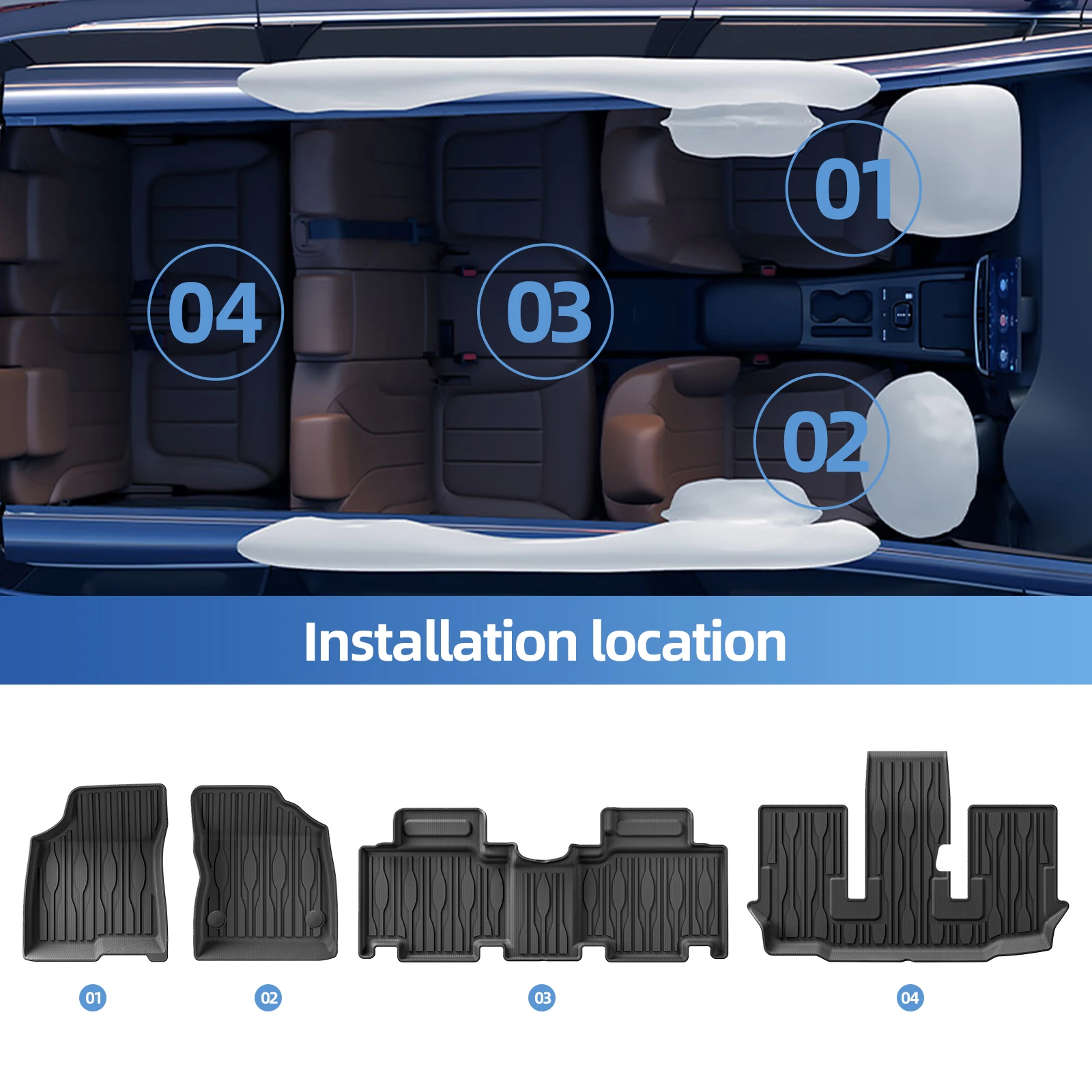 Smabee Right Drive for BYD M6 2024-2026 7Seater TPE 3D Car Floor Mats Cargo Liner Trunk Pad All-Weather Accessories Black