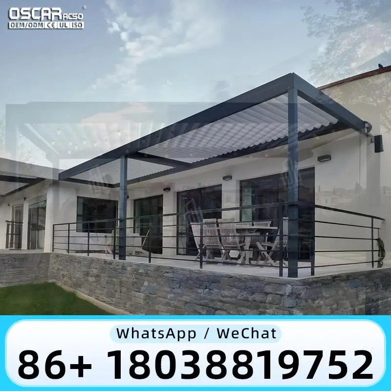 Minimalist Aluminum Pergola with LED Lighting Adjustable Louvers Wind Resistant Design for Modern Home Exteriors pergola
