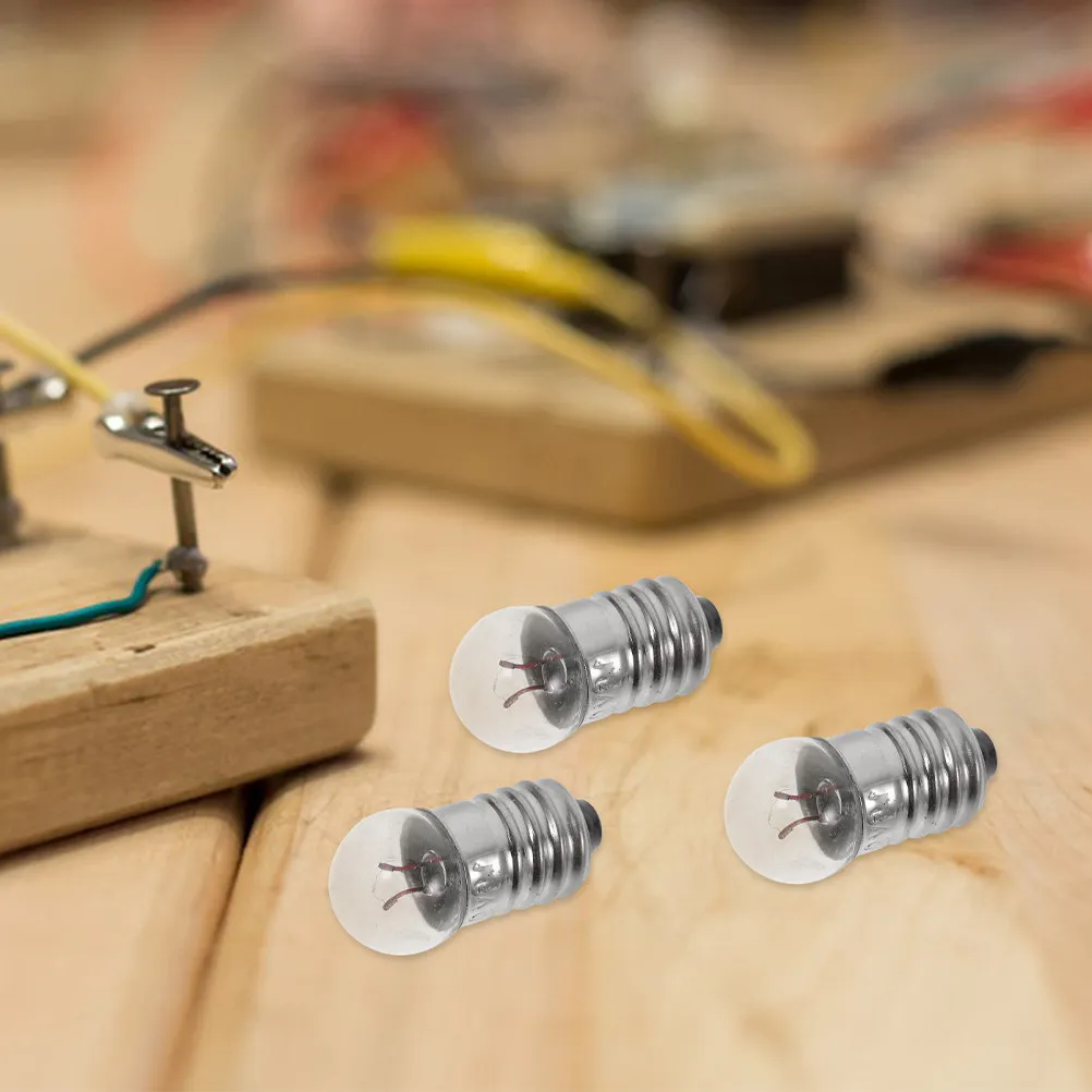 E10 Small Socket Light Bulbs 10pcs Clear Glass for Electrical Experiments Circuit Projects DIY Crafts