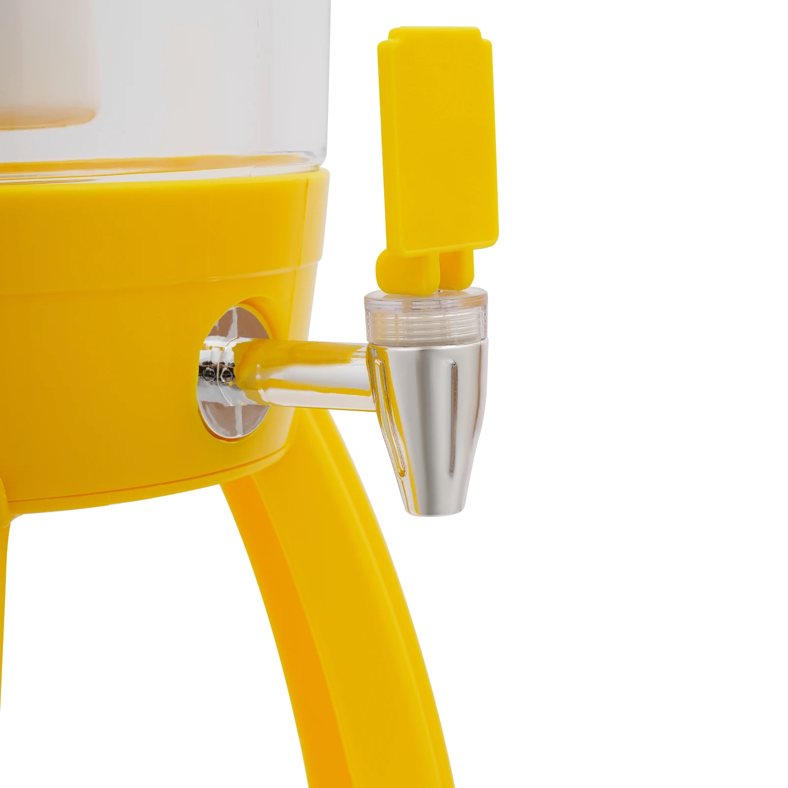 Yellow ABS/PET 3L Three-legged Craft Beer Barrel with Faucet LED Icicle Lamp Party Wine Distributor