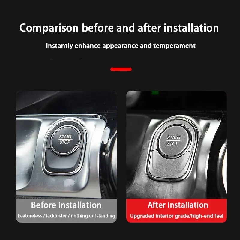 For Mercedes Benz EQA H243 2022-2024 EQB H243 2022-2024 Stainless Steel Engine Start Stop Button Cover Trim Sticker Accessories