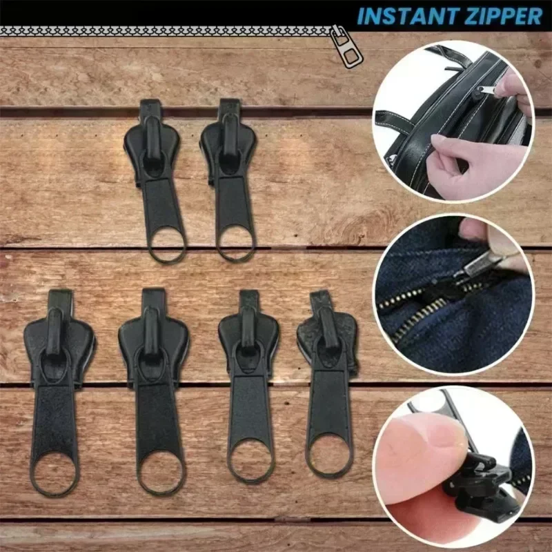 Black 6pcs Instant Zipper Universal Instant Fix Zipper Repair Kit Replacement Zip Slider Teeth Rescue New Design For DIY Sew