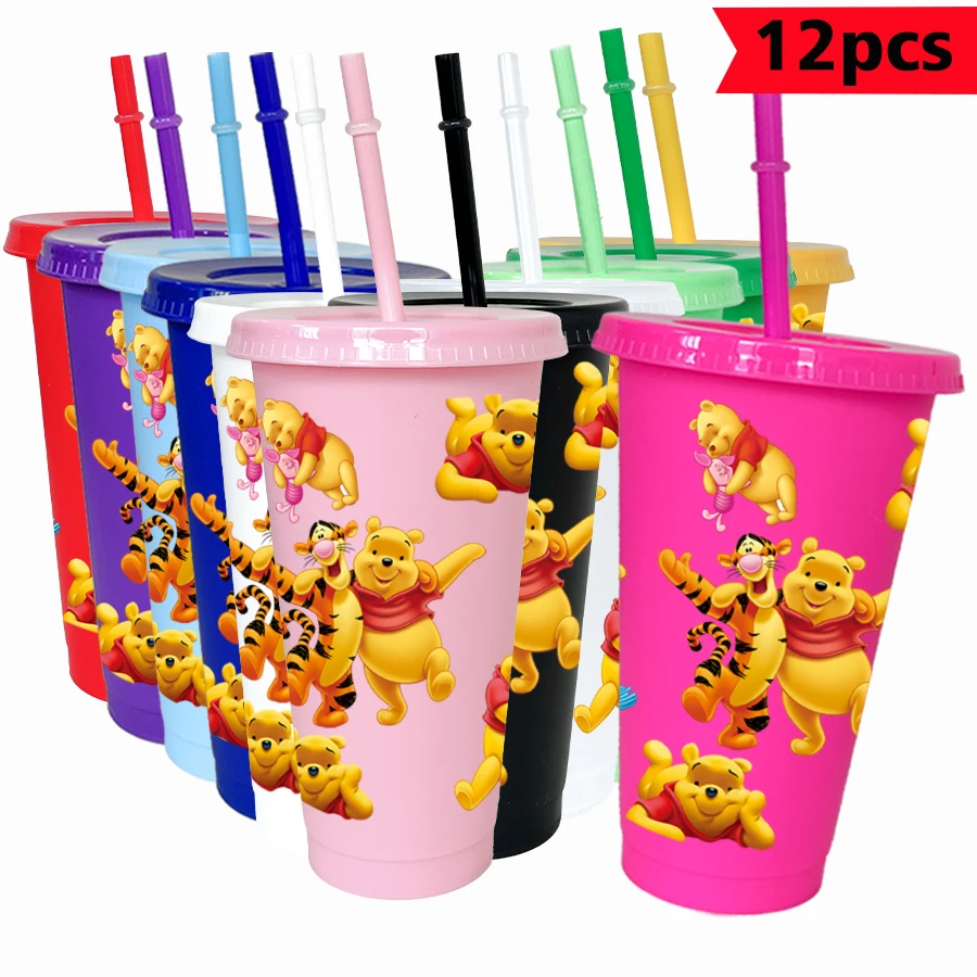 

12 pcs/pack Disney, Winnie the Pooh, Tigger 26oz colorful plastic tumbler birthday party drinking utensils juice coffee cups