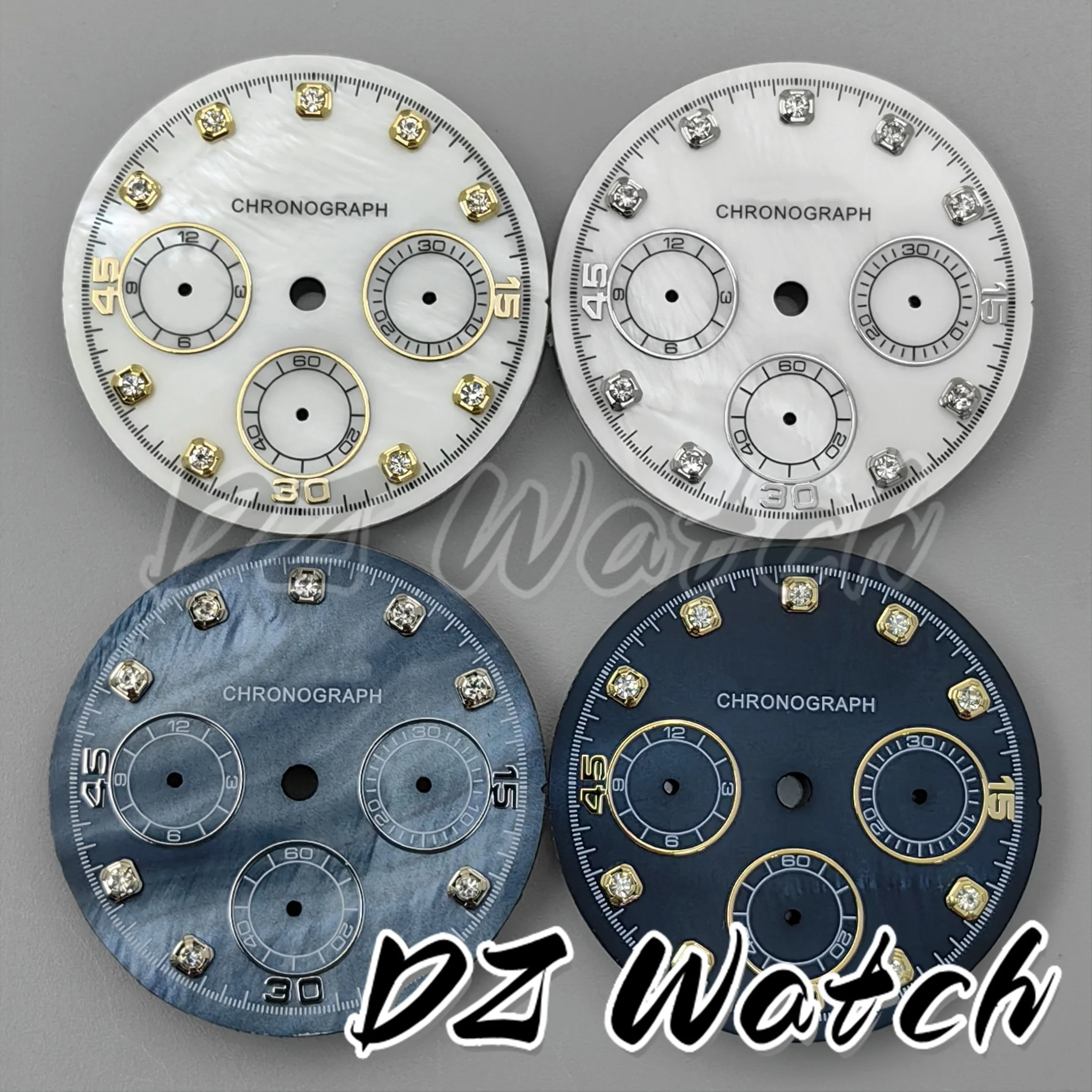 DZ VK63 30mm Sterile Weiß Blau Zifferblatt Shell Peal Zifferblatt Silber Gold Diamant Index Für VK63A Uhrwerk Ersatzteile