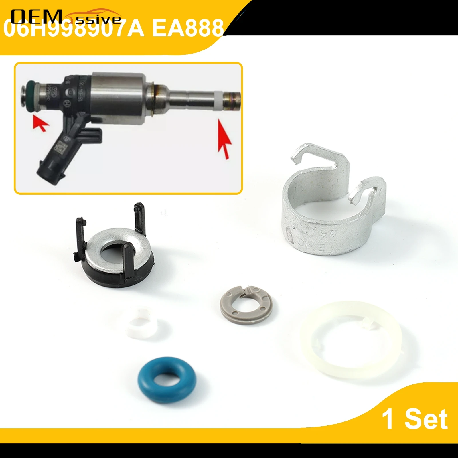 Fuel Injectors O Ring Seals Repair Kits 1 Set Iron Plastic For Audi TT A6 A5 Q3 Q5 Volkswagen Golf Jetta GTI GTL 2011 2012 2013