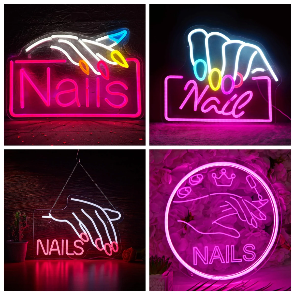 Letrero de Neón para Uñas, Luces LED de Neón Atenuables por USB para Salón de Uñas, Tienda de Uñas, Escaparate, Decoración de Pared, Letrero Luminoso