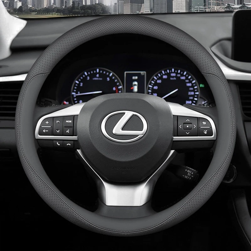 Black Leather Car Steering Wheel Cover for Lexus ES IS NX RX GX ES300h Es350h Rx350 Rx500h Nx350h Nx450h 2025 2026 Accessories
