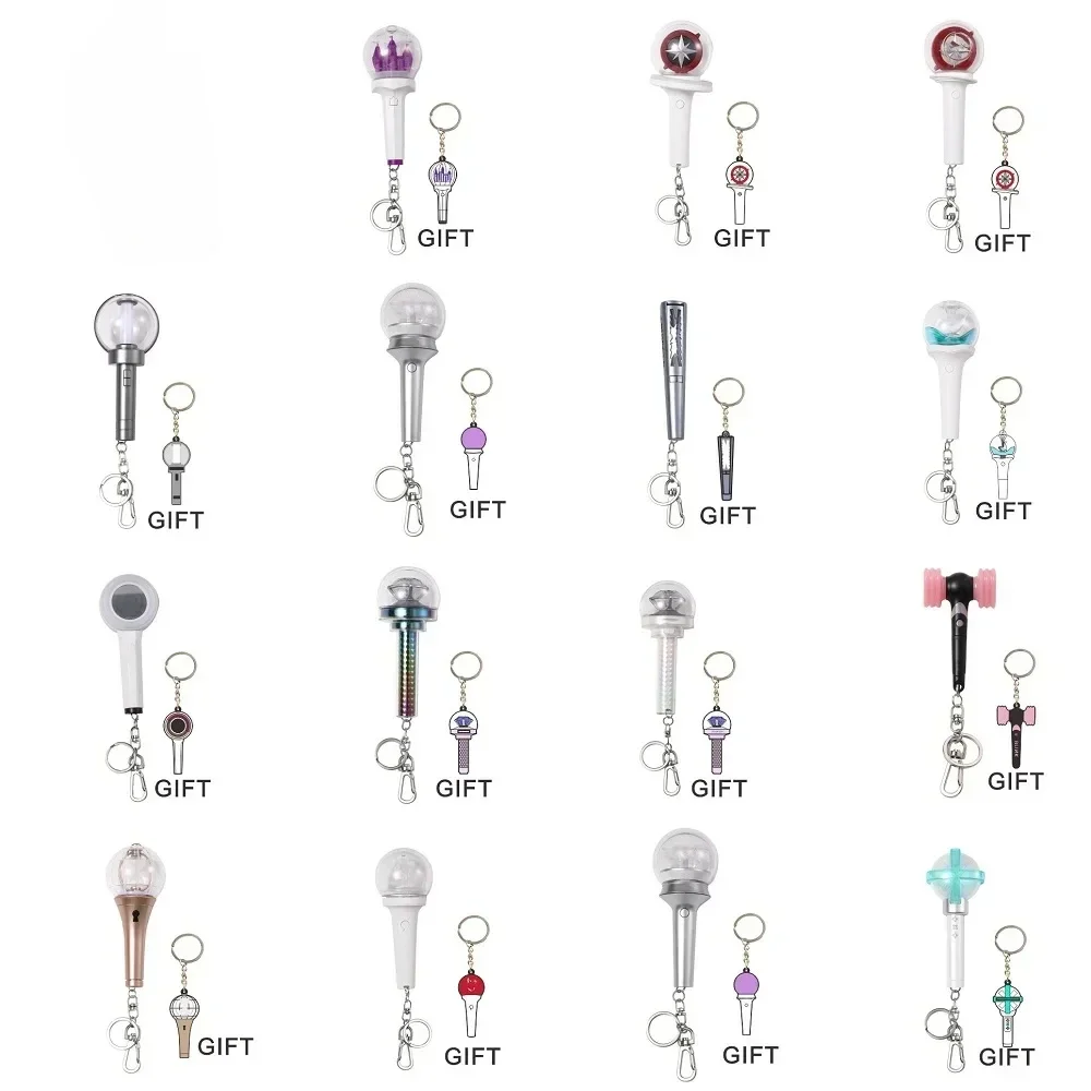 HOT Kpop Mini Light Stick Keychains Electronic Lights Bag Pendant Keyrings for Women Girls Gifts