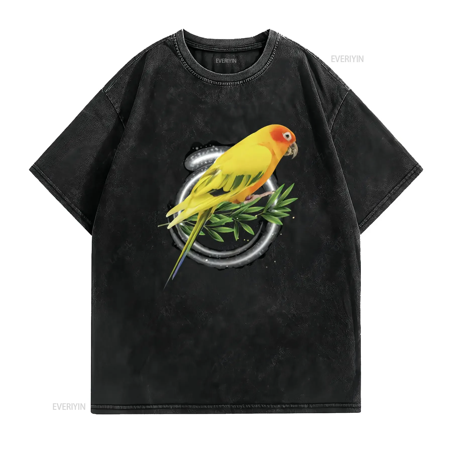 Conure Parrot Lover T Shirt vintage Washed Top For Everyday Wear Stylish Soft homme Stretched streetwear Comfortable Slightly