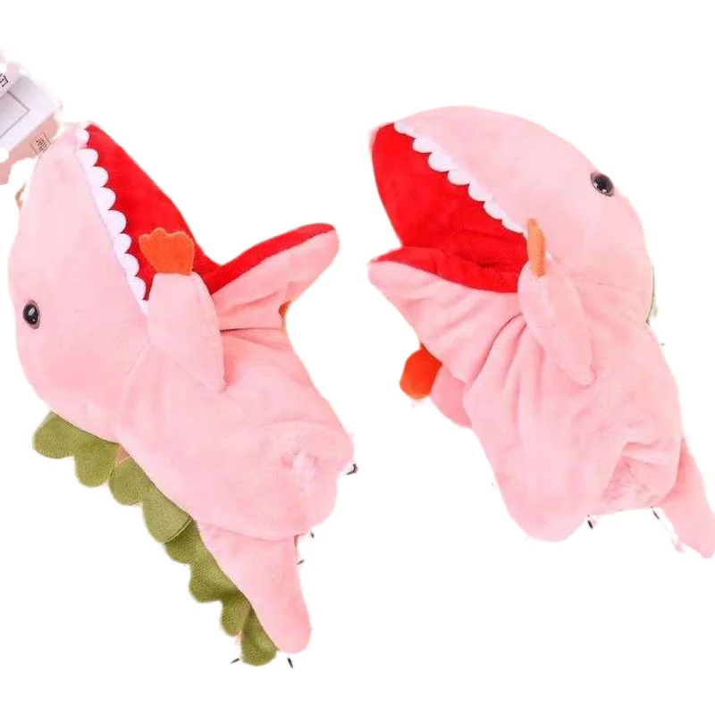 冬の恐竜ハンドパペットおもちゃのパフォーマンスはロープ付きで暖かくて超かわいい、子供の啓発となだめる恐竜人形