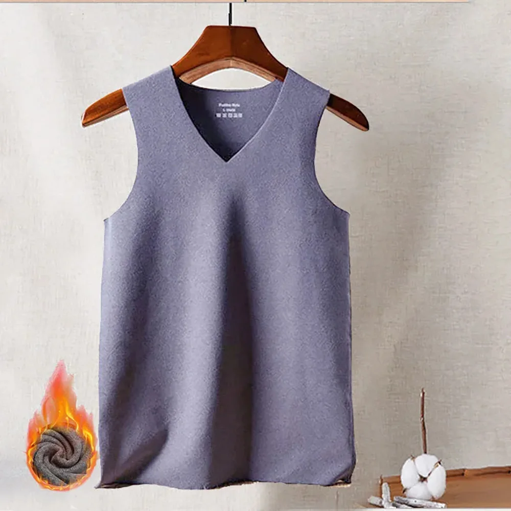 

Nice Seamless Warm Men Man Vest Men's Tops Velvet Thickening Heating Tight-fitting Bottoming Shirt Men's Autumn Winter Tide Vest