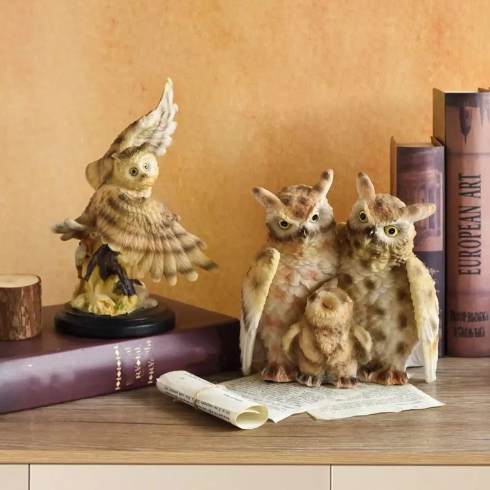 

Crafts Resin Owl Ornament Waterproof Cute Animal Statue Creative Vivid Miniature Figurine Sculpture TV Cabinet