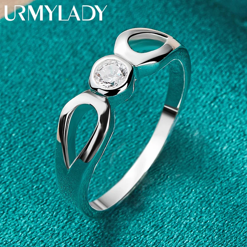 URMYLADY-Anillo de Plata de Ley 925 con forma de ojo de Ángel para mujer, Circonia cúbica, zirconia, circonita, zirconita, zirconita, boda, fiesta, moda