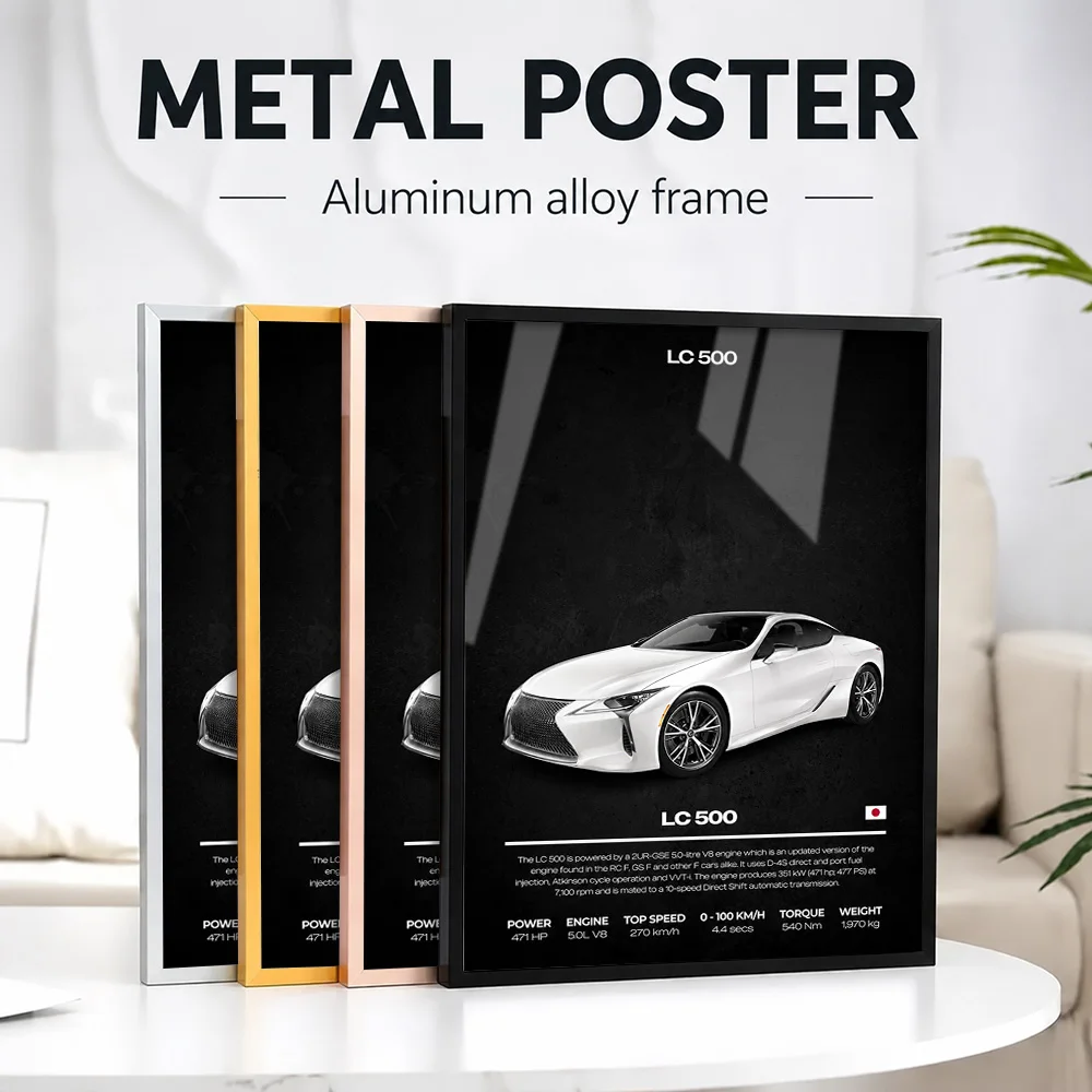 Japan LC 500 Car Metal Poster With Aluminum Alloy Frame Customized Photo Dynamic Style Wall Art For Collector Room Driver Gift