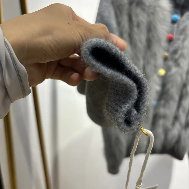 เสื้อสเวตเตอร์ขนสุนัขจิ้งจอกแท้สำหรับผู้หญิง ฤดูใบไม้ร่วง 2025 เสื้อแจ็คเก็ตถักขนสัตว์ธรรมชาติสำหรับฤดูหนาว